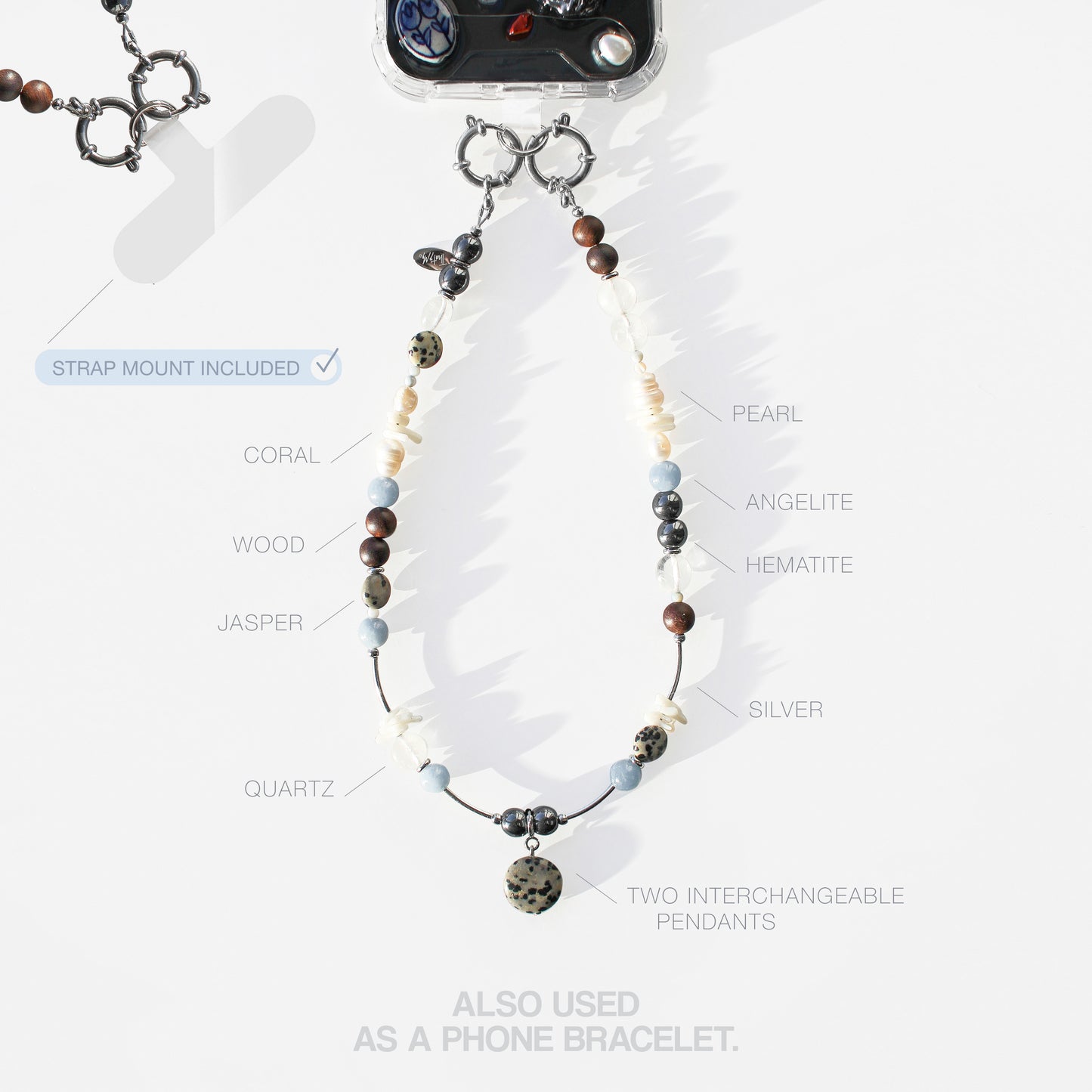 Necklace Multi-use accessory 3-in-1. Angelite