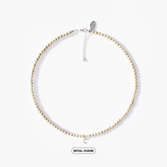 Beige Jasper Natural Stone Necklace with Personalized Charm