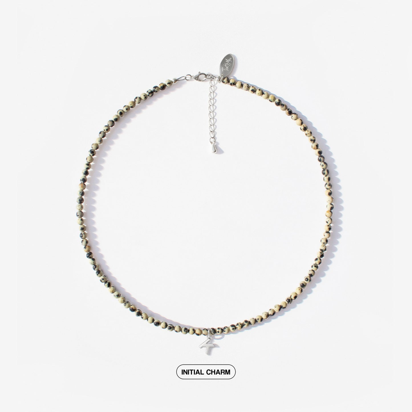 Dalmatian Jasper Natural Stone Necklace with Personalized Charm