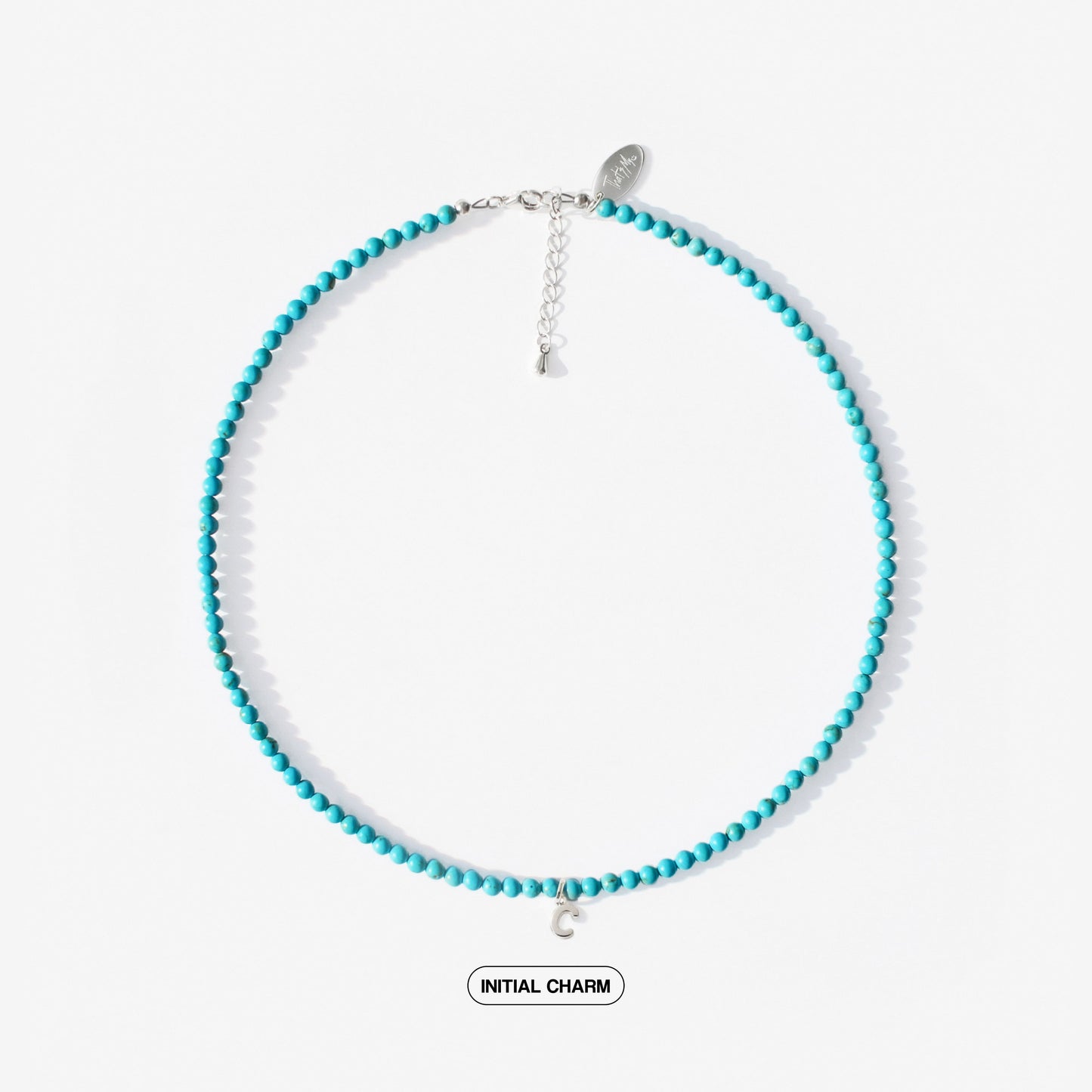 Lagoon Howlite Natural Stone Necklace with Personalized Charm