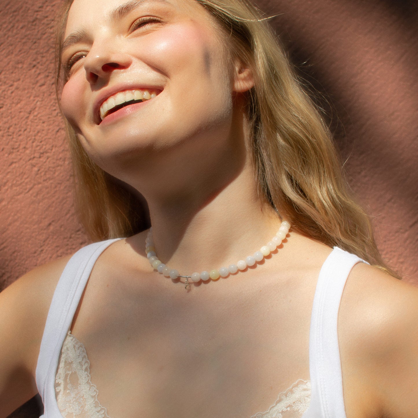 Multicolor Nephrite Natural Stone Necklace with Personalized Charm