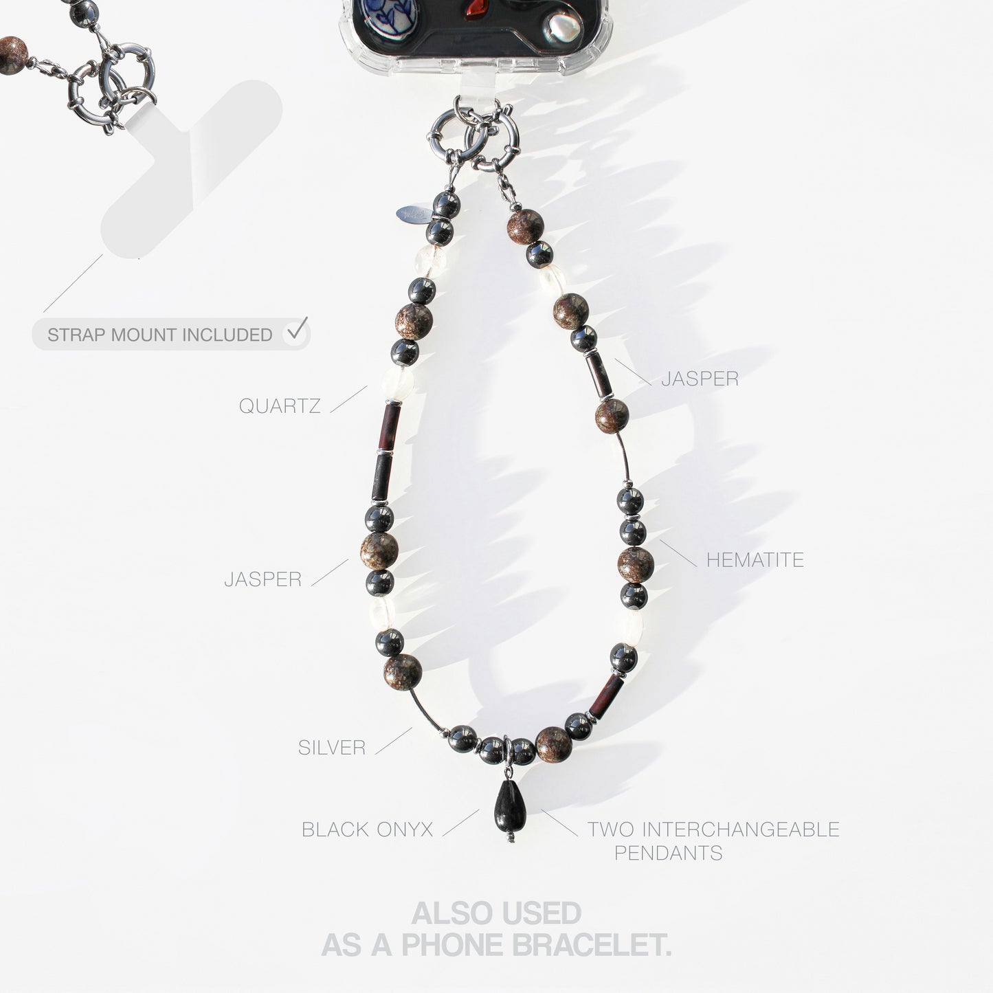 Necklace Multi-use accessory 3-in-1. Onyx