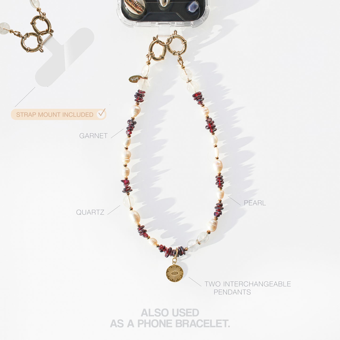 Necklace Multi-use accessory 3-in-1. Perla