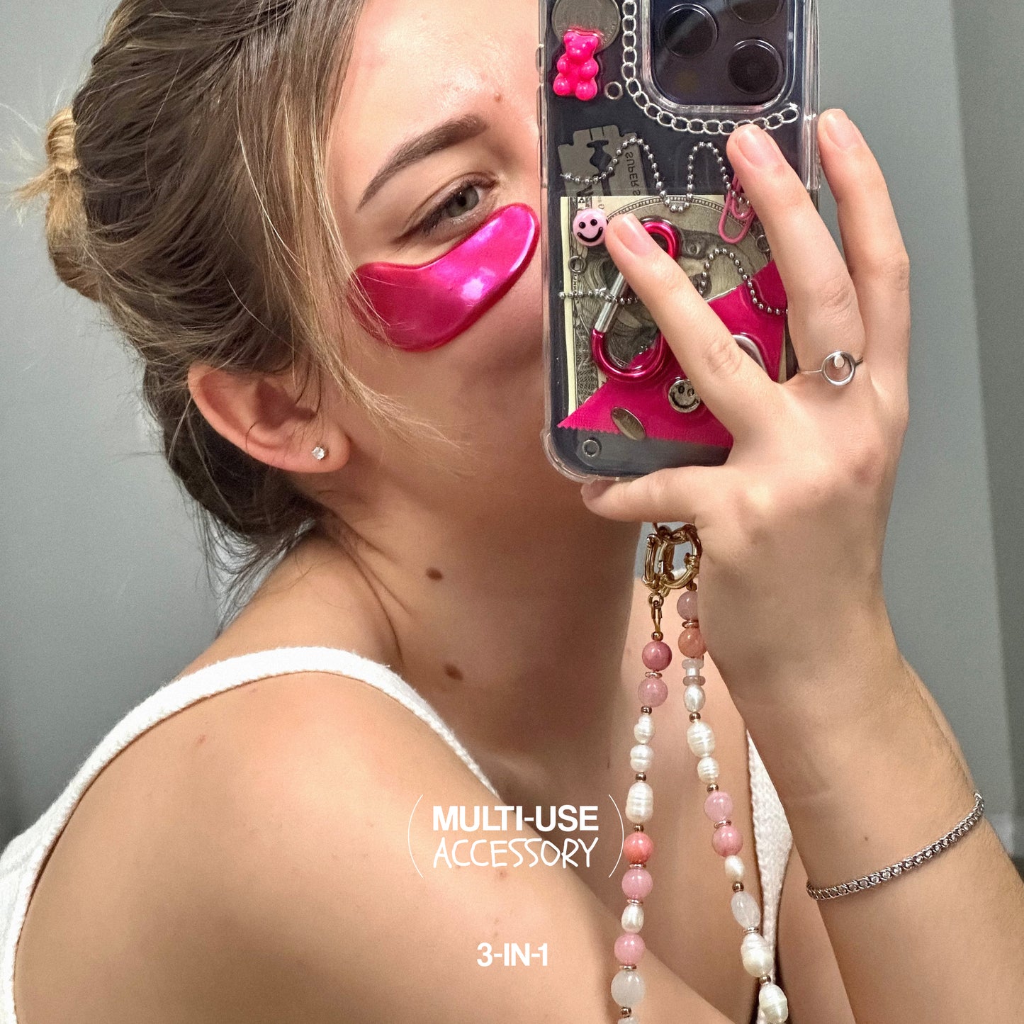 Phone Charm Multi-use 3-in-1. Rosy Glow