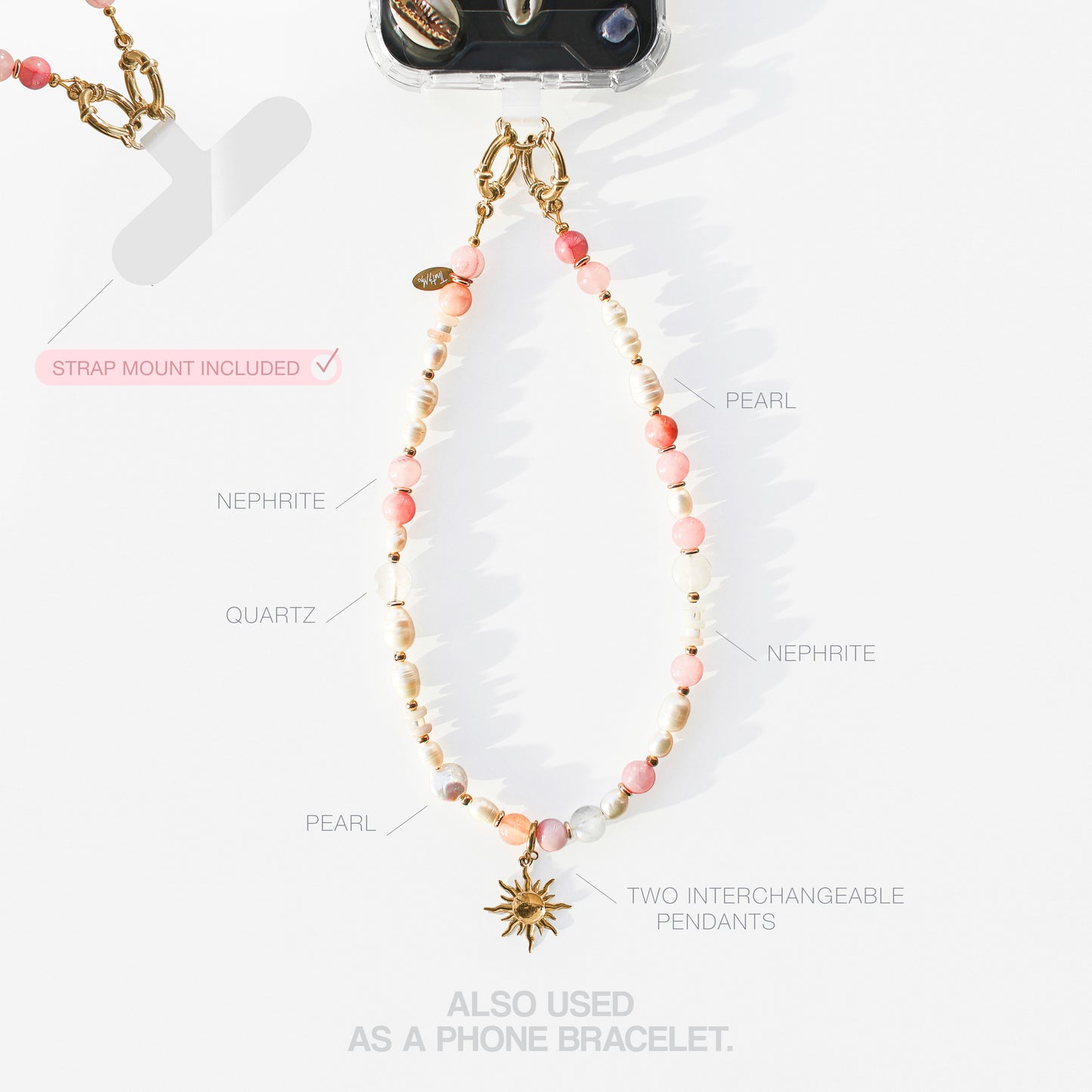 Necklace Multi-use 3-in-1. Rosy Glow