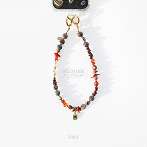 Phone Charm 3-in-1 with natural pearls and stones
