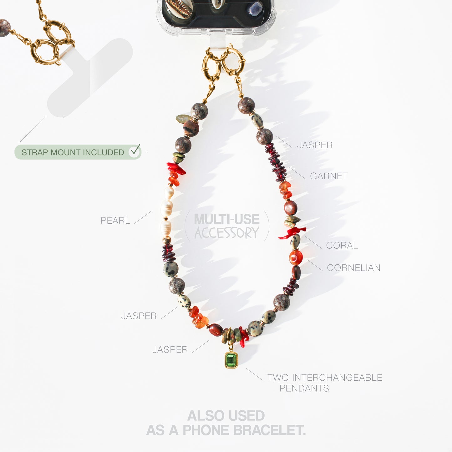 Necklace Multi-use accessory 3-in-1. Сorallium