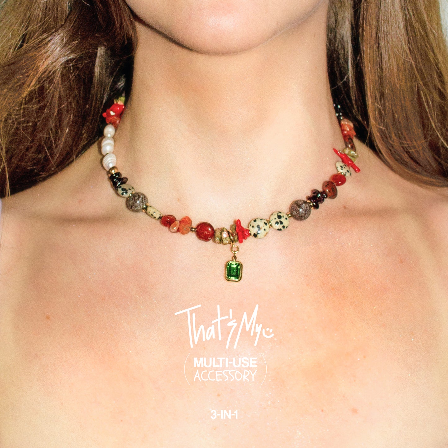 Necklace Multi-use accessory 3-in-1. Сorallium