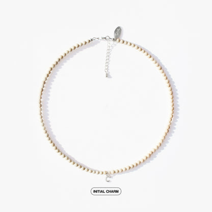 Beige Jasper Natural Stone Necklace with Personalized Charm