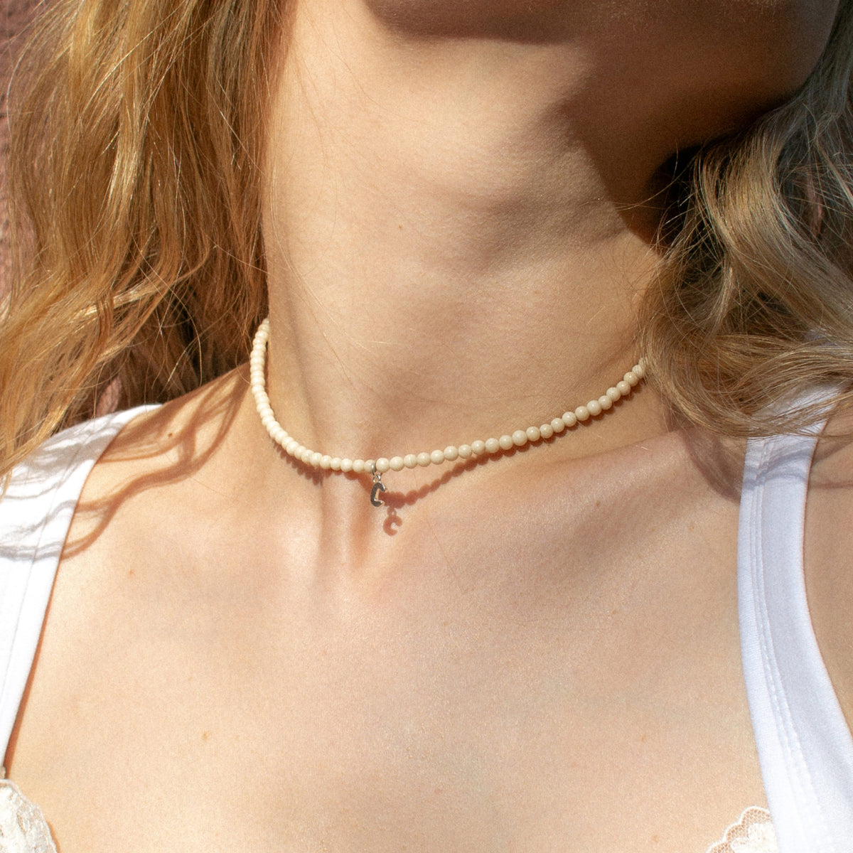 Beige Jasper Natural Stone Necklace with Personalized Charm