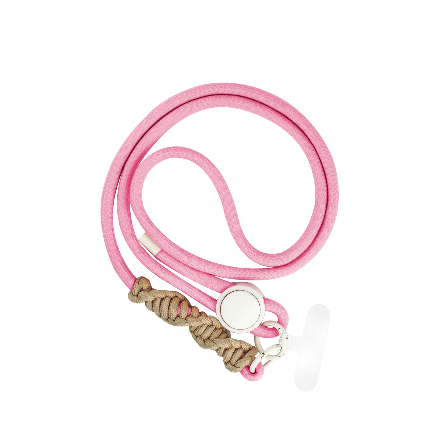 Cross-body strap featuring a braided section (8mm). Beige-Pink