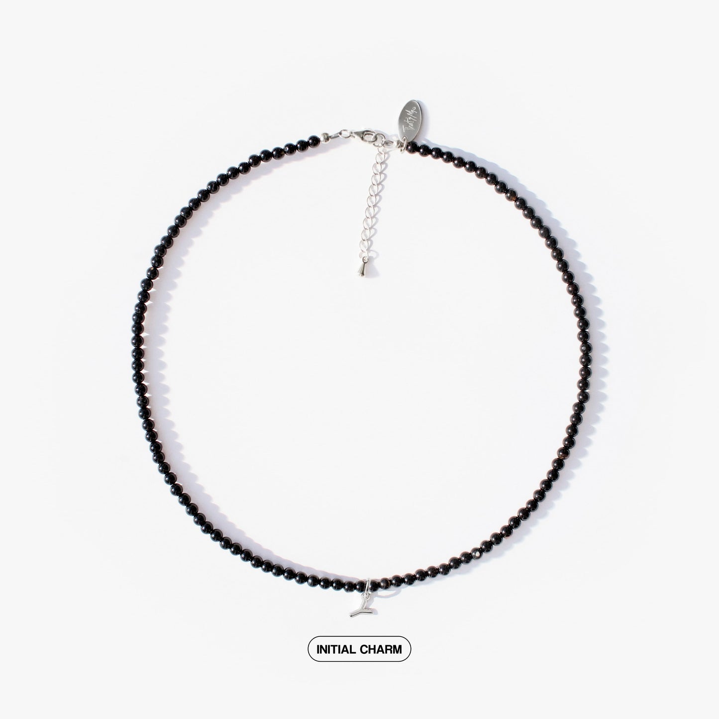 Black Onyx Natural Stone Necklace with Personalized Charm