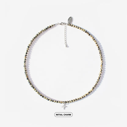 Dalmatian Jasper Natural Stone Necklace with Personalized Charm