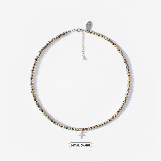 Dalmatian Jasper Natural Stone Necklace with Personalized Charm