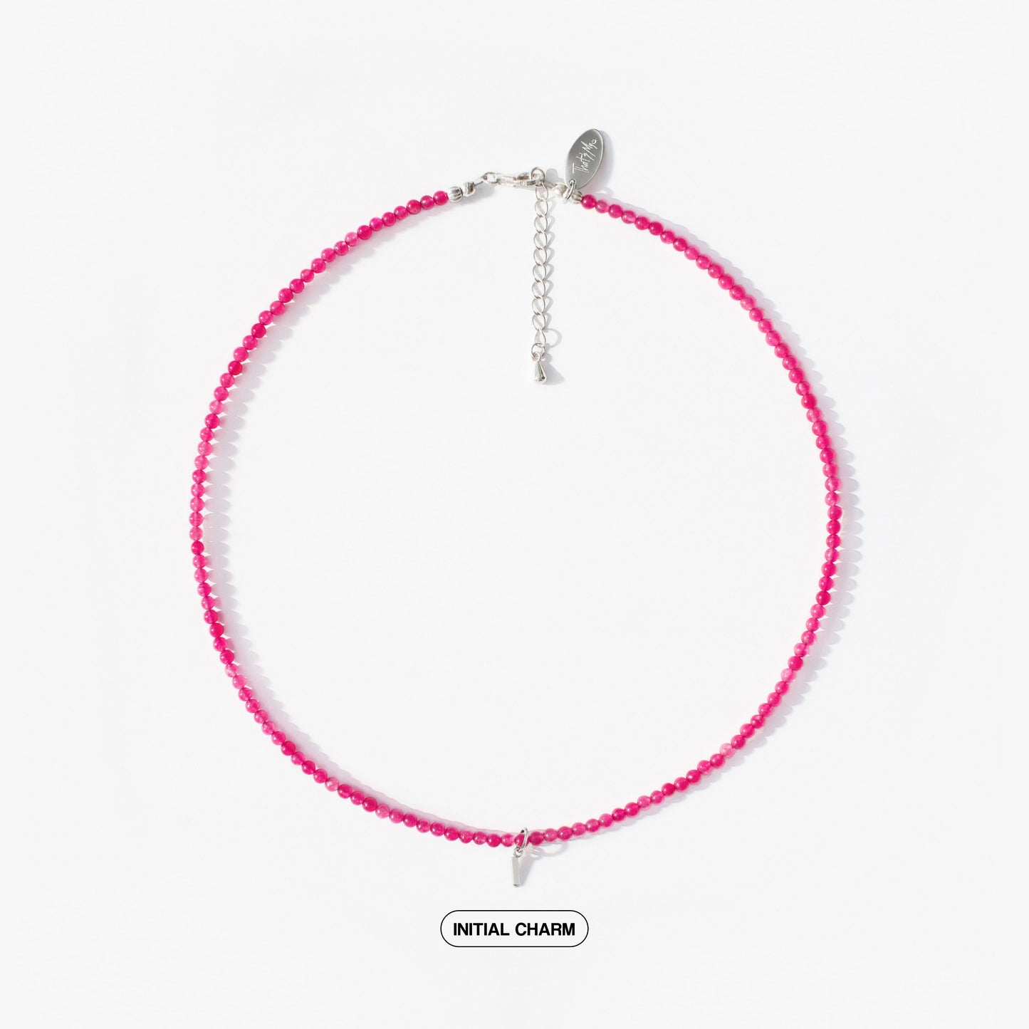 Hot Pink Quartz Natural Stone Necklace with Personalized Charm