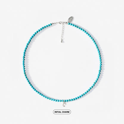 Lagoon Howlite Natural Stone Necklace with Personalized Charm