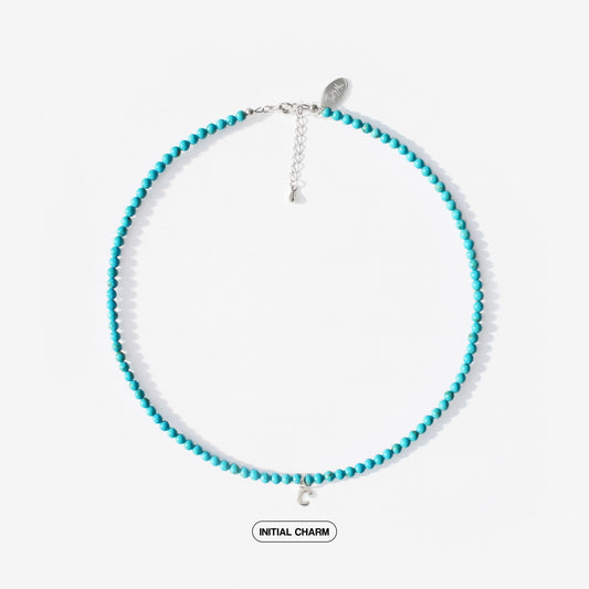 Lagoon Howlite Natural Stone Necklace with Personalized Charm