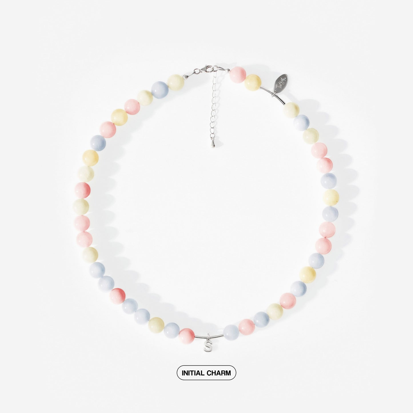 Multicolor Nephrite Natural Stone Necklace with Personalized Charm
