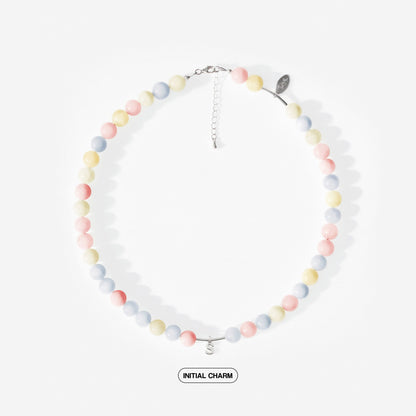 Multicolor Nephrite Natural Stone Necklace with Personalized Charm
