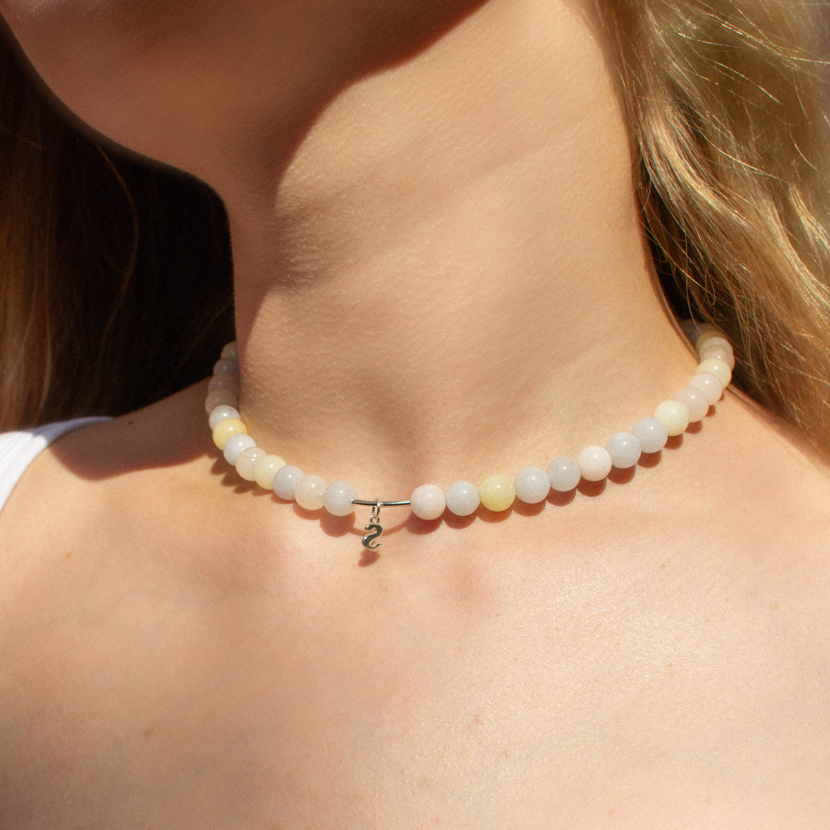 Multicolor Nephrite Natural Stone Necklace with Personalized Charm