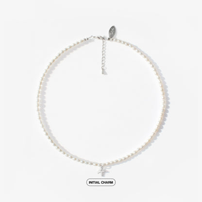 Natural Pearl Necklace with Personalized Charm
