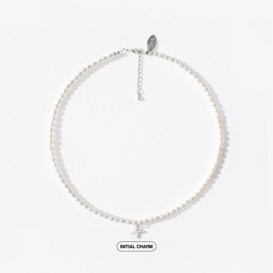 Natural Pearl Necklace with Personalized Charm