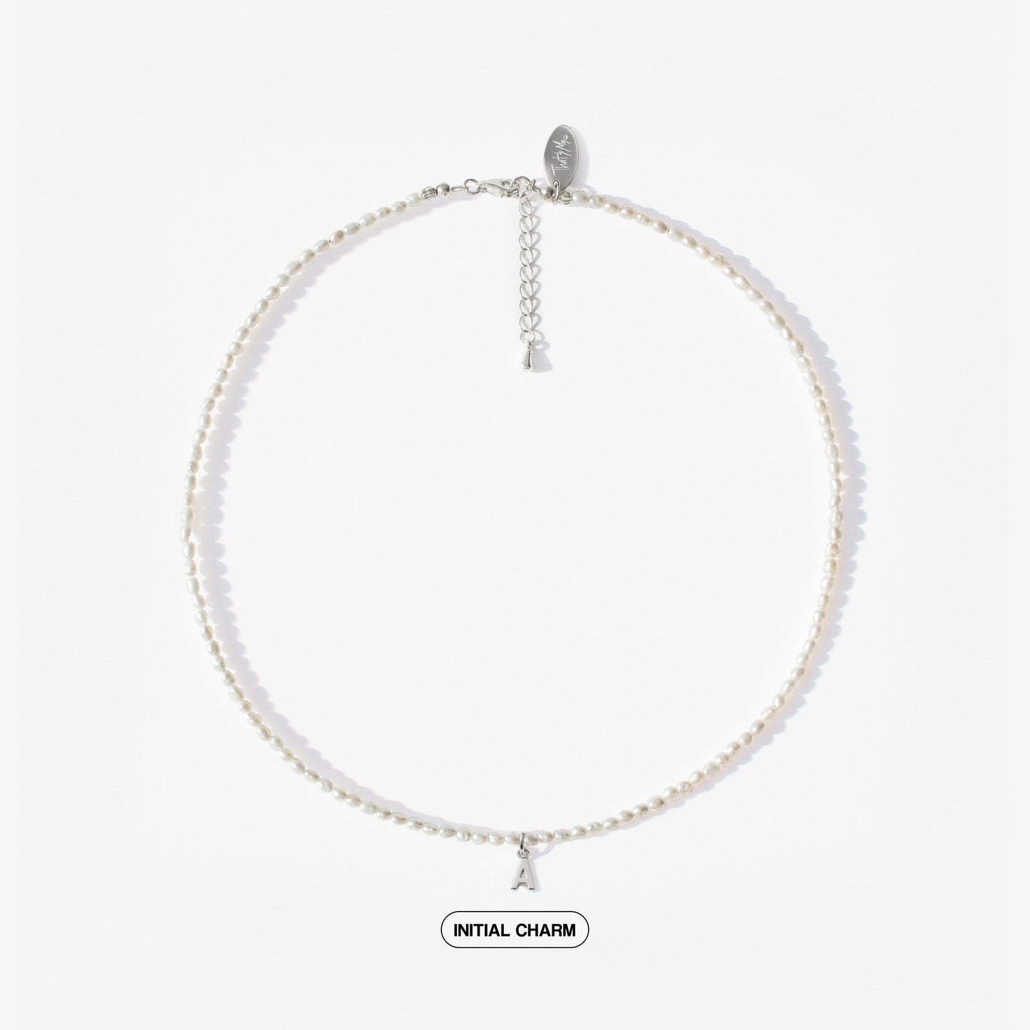 Natural Mini Pearl Necklace with Personalized Charm