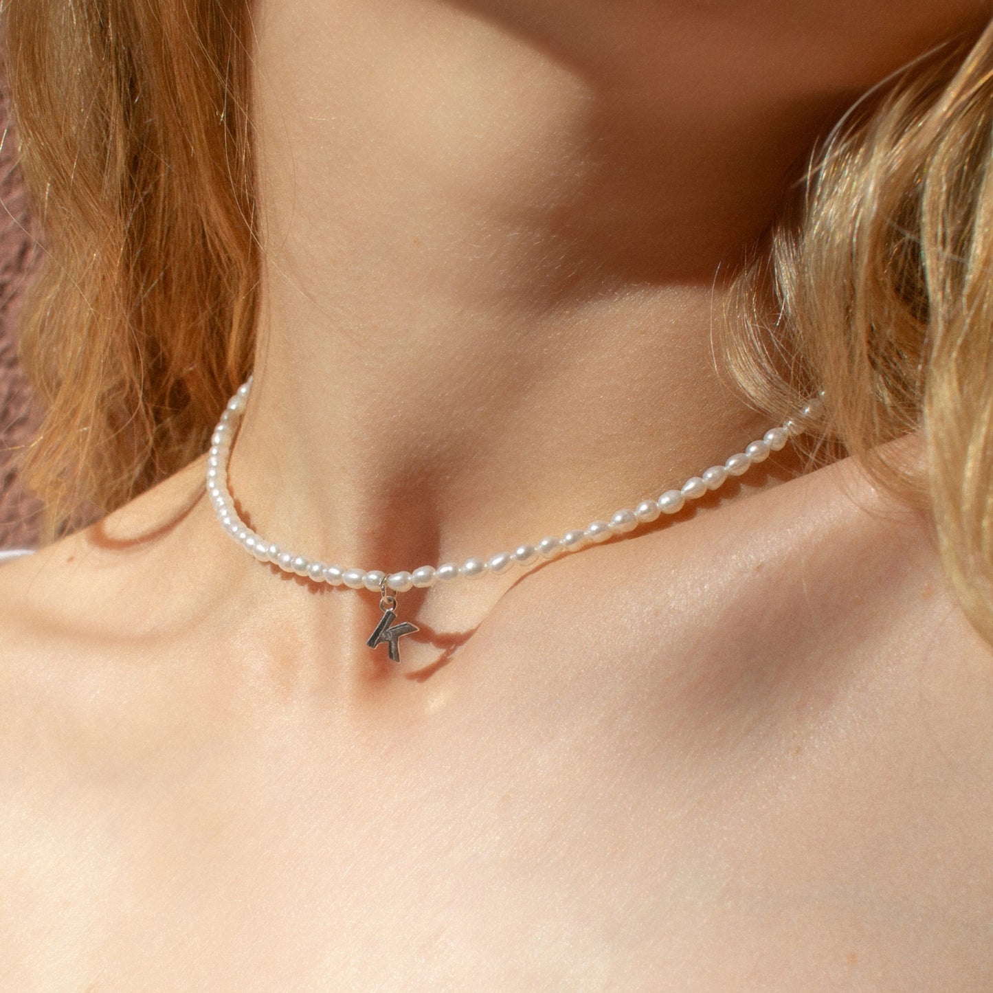 Natural Pearl Necklace with Personalized Charm