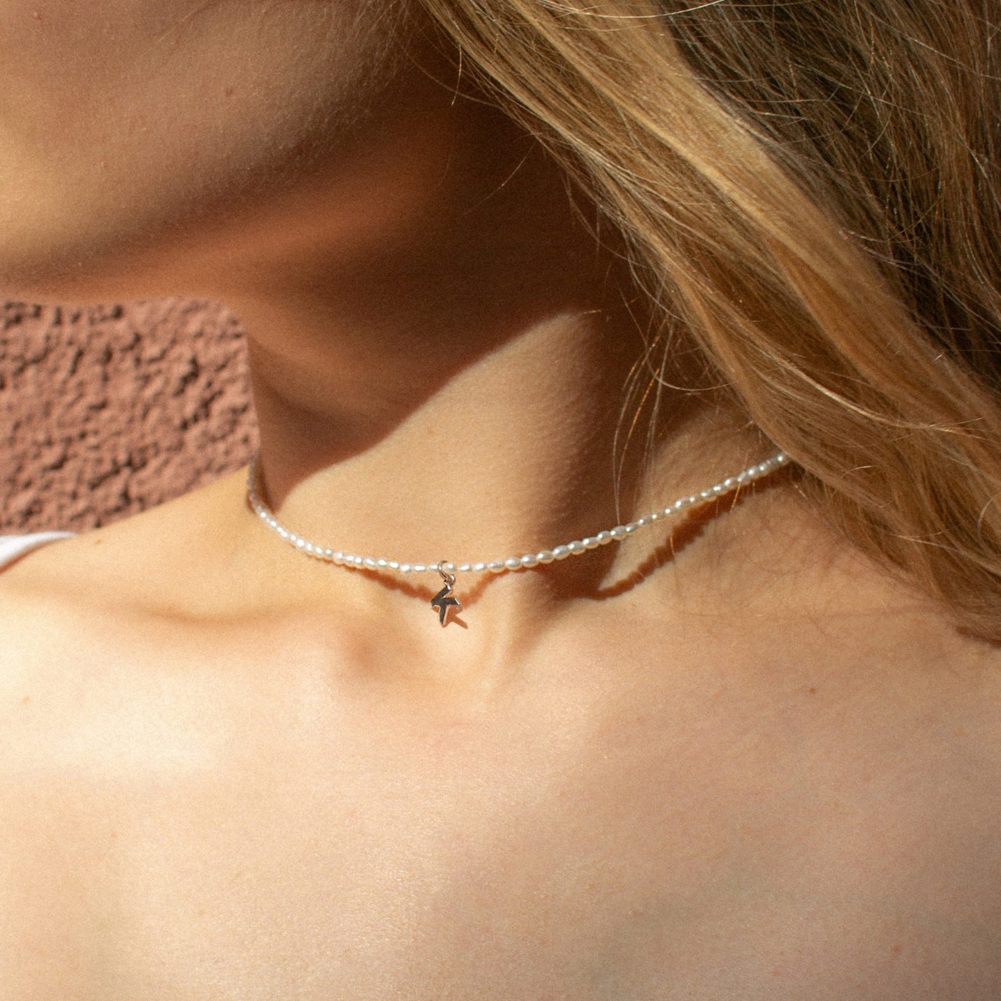 Natural Mini Pearl Necklace with Personalized Charm