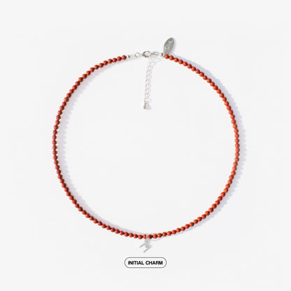 Red Jasper Natural Stone Necklace with Personalized Charm