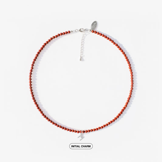 Red Jasper Natural Stone Necklace with Personalized Charm