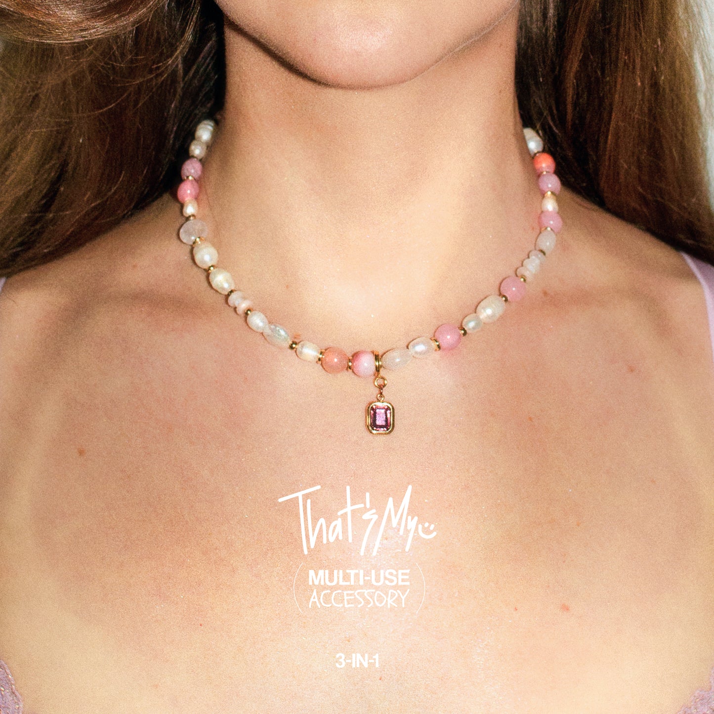 Necklace Multi-use 3-in-1. Rosy Glow