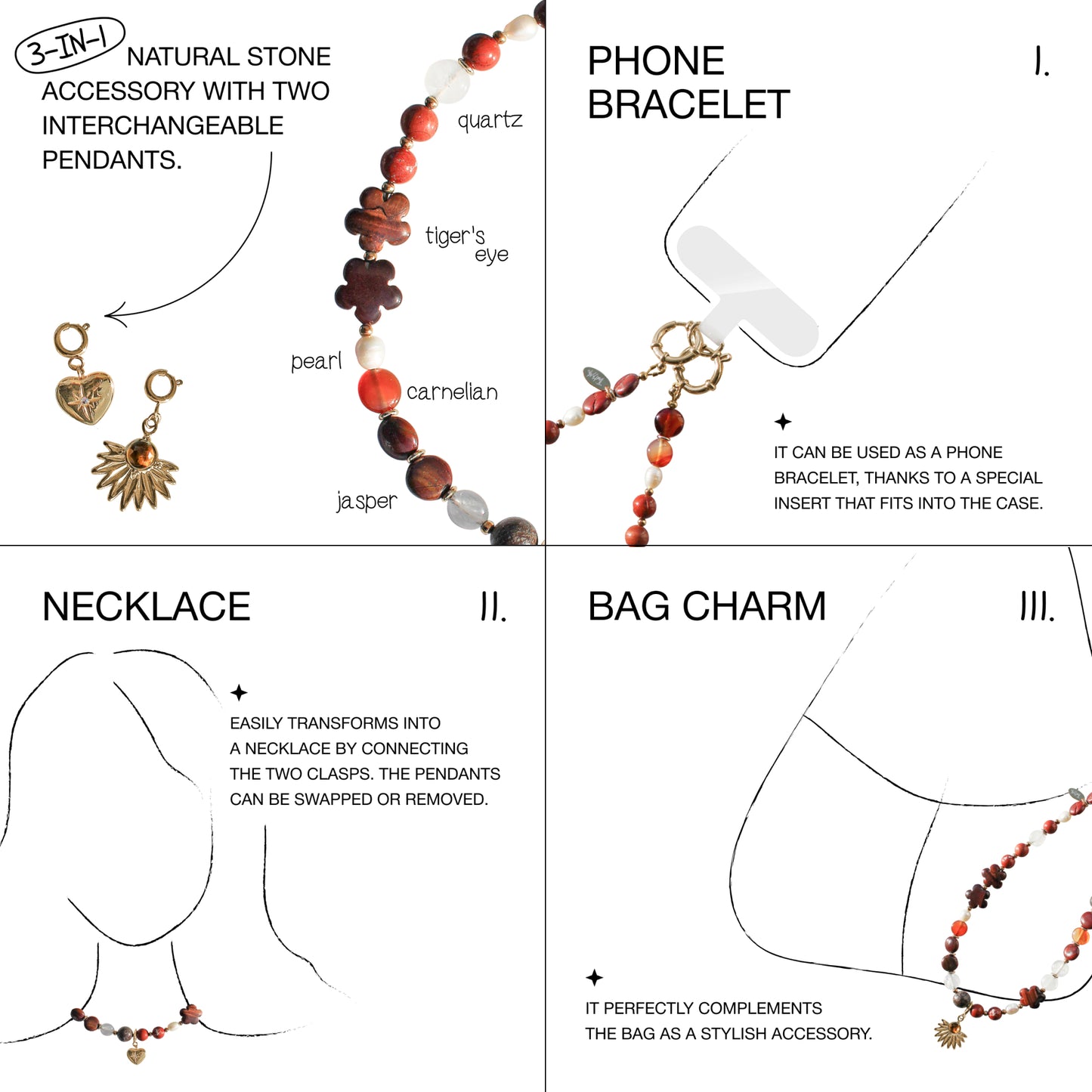 Phone Charm Multi-use accessory 3-in-1. Sol