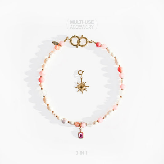 Necklace Multi-use 3-in-1. Rosy Glow