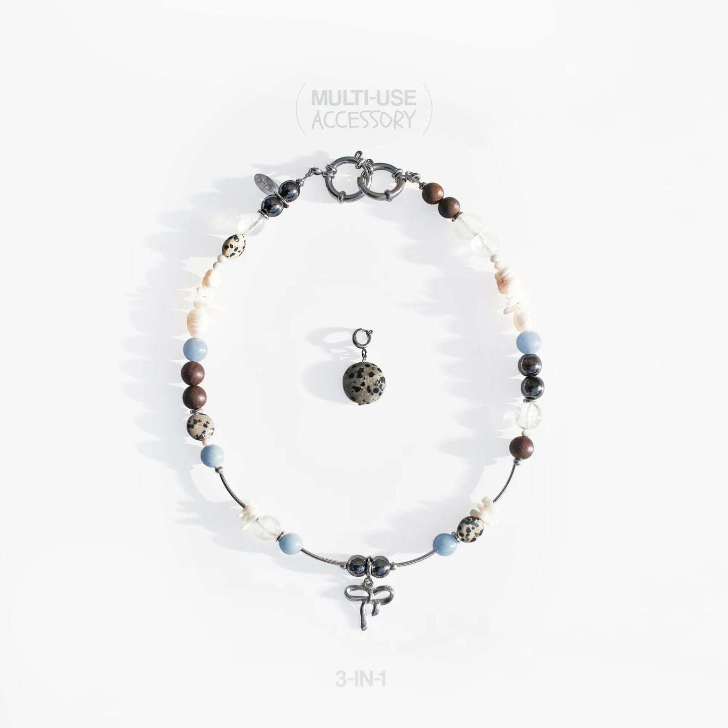 Necklace Multi-use accessory 3-in-1. Angelite