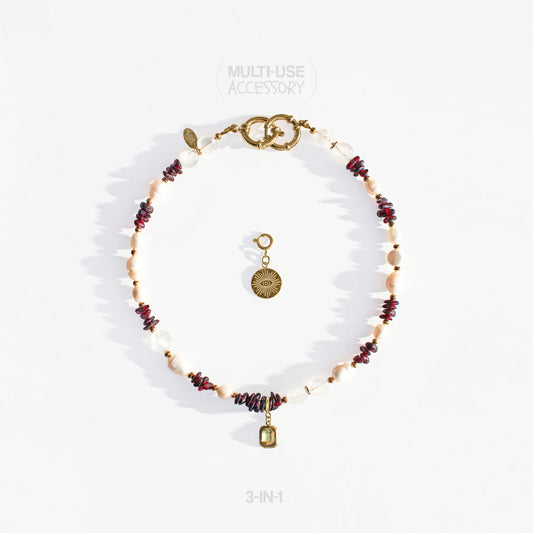 Necklace Multi-use accessory 3-in-1. Perla
